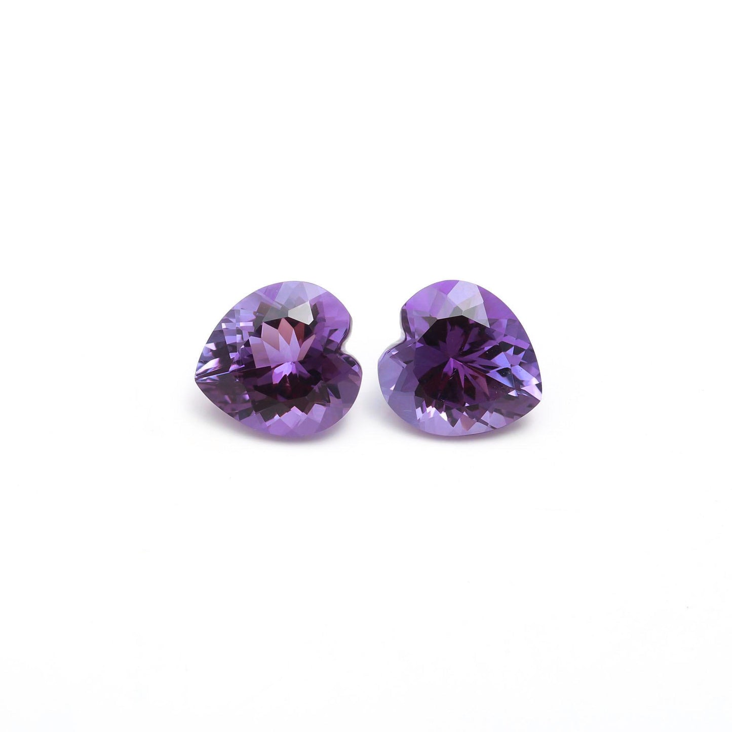 Amethyst - 15.5ct - (13mm x 14mm) x 2 - Heart Shape