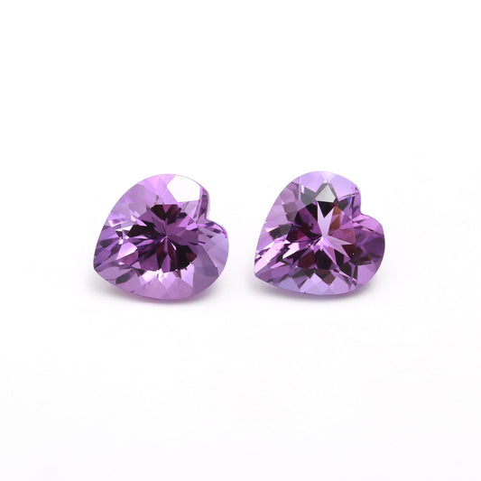 Amethyst - 14.8ct - (13mm x 14mm) x 2 - Heart Shape